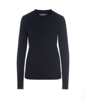 Long Sleeve Slim Fit Black Top - 96091B