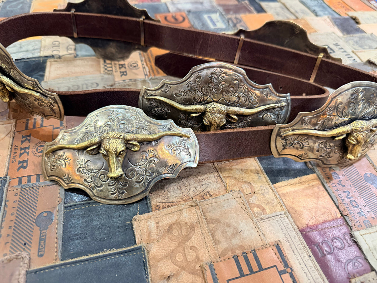 Longhorn German Silver Belt- Silver/Brass - BBAR55