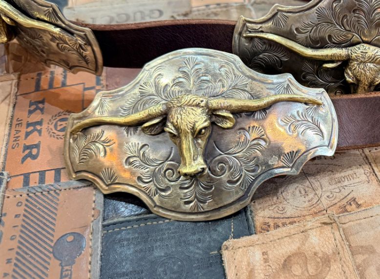 Longhorn German Silver Belt- Silver/Brass - BBAR55