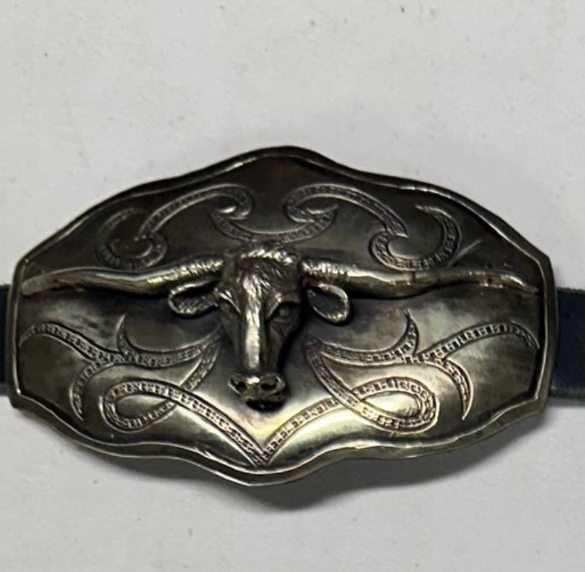 Longhorn German Silver/Leather Concho Belt - BBAR 202