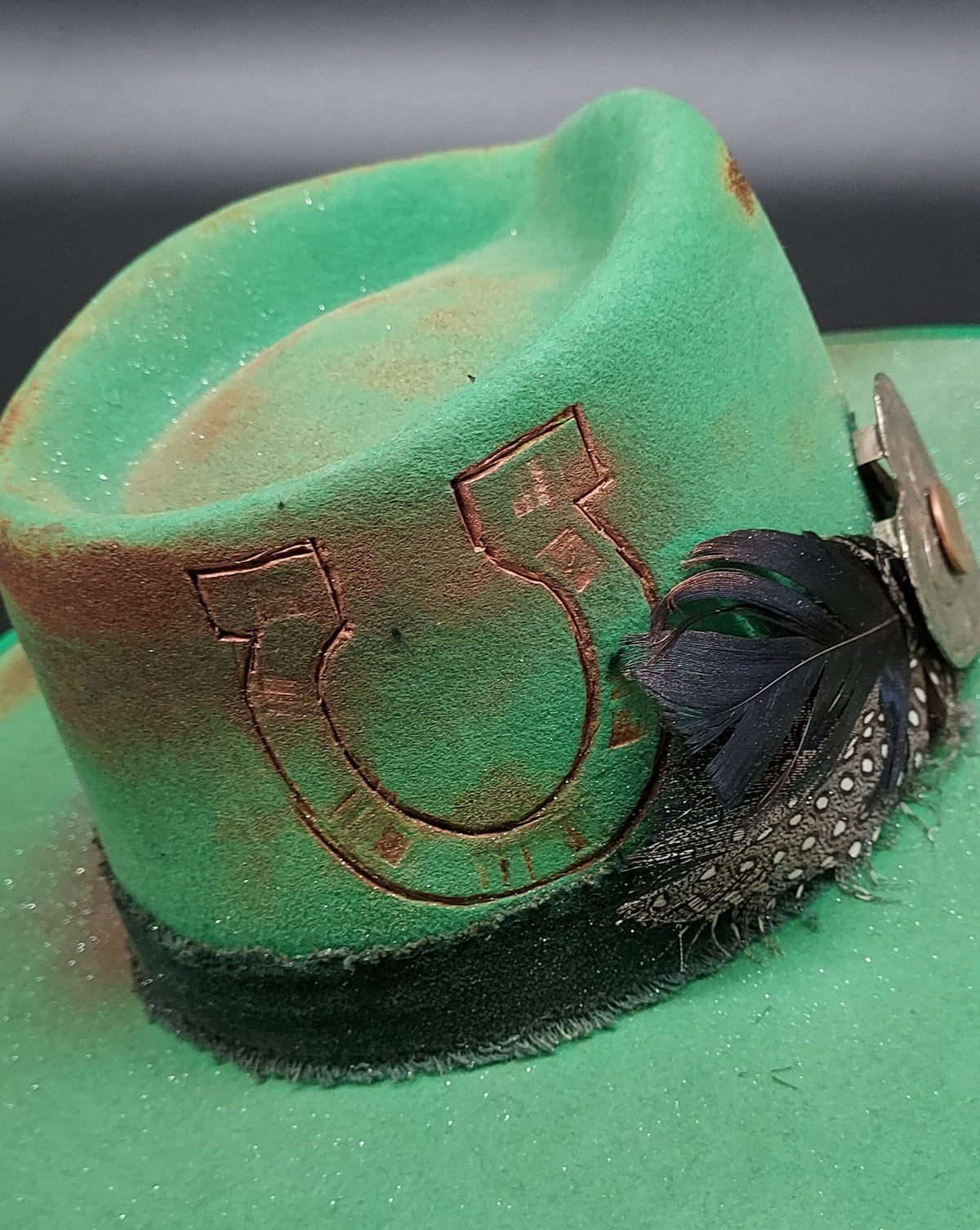 "Lucky Me" Green Felt Hat - HIML79 - Size S