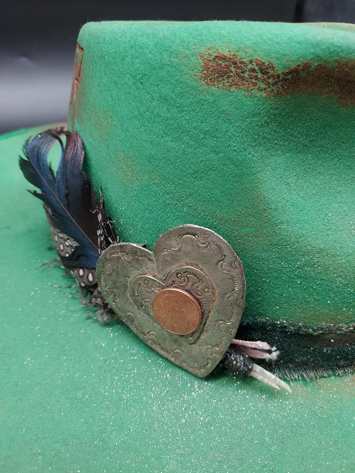 "Lucky Me" Green Felt Hat - HIML79 - Size S