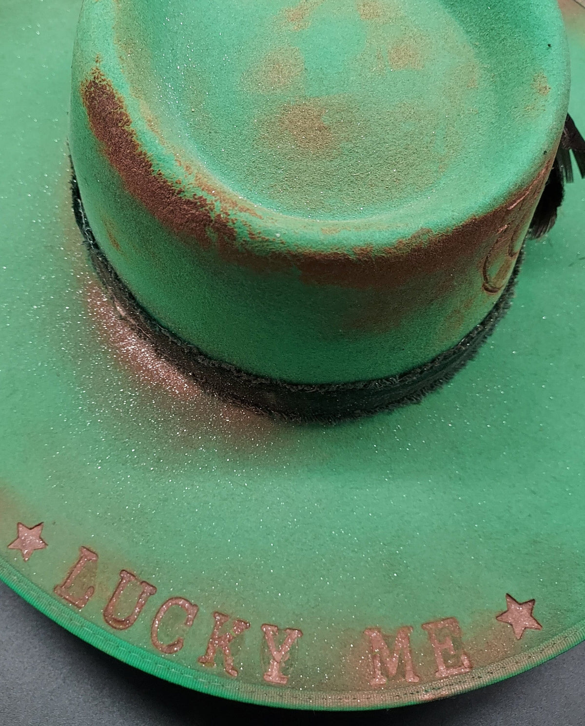"Lucky Me" Green Felt Hat - HIML79 - Size S