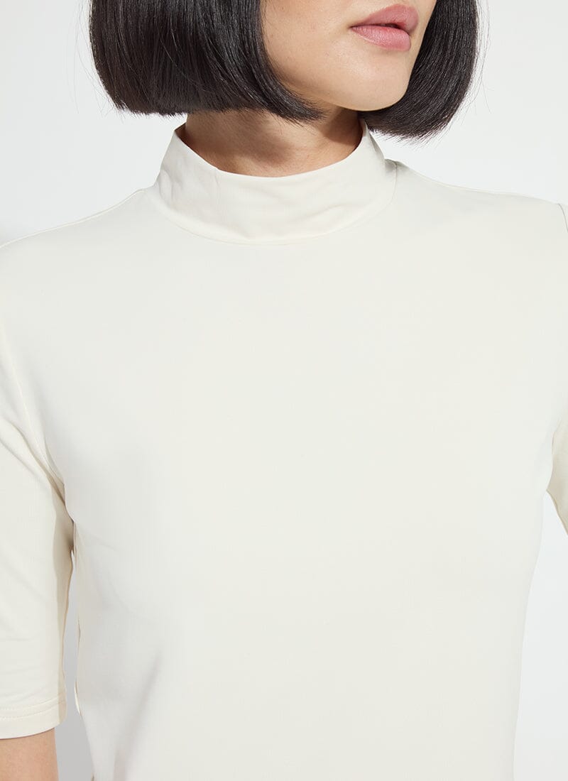 Macadamia Mock Neck Half Sleeve Top - LY3949M
