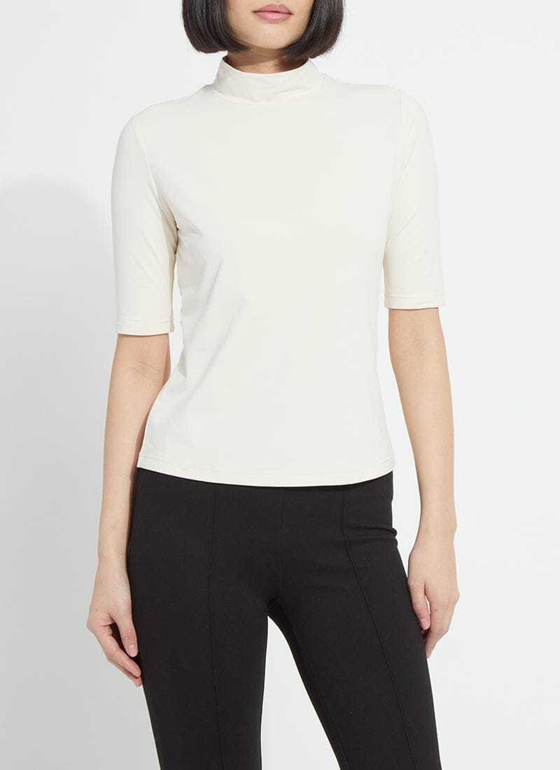 Macadamia Mock Neck Half Sleeve Top - LY3949M