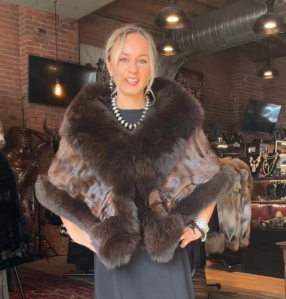 Mahogany/Brown Mink & Fox Stole - 17062M