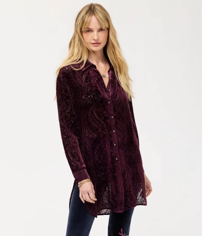 Maisen Button Down Paisley Tunic - Johnny Was - L27025