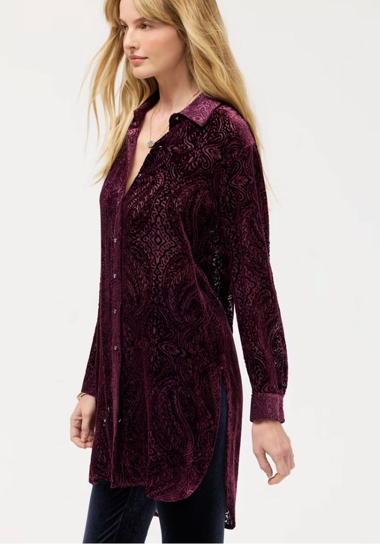 Maisen Button Down Paisley Tunic - Johnny Was - L27025