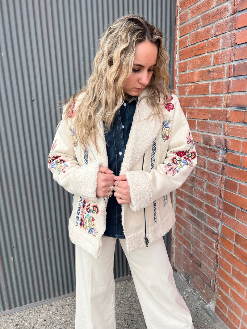 Maravilla Faux Suede Motto Jacket - C42625