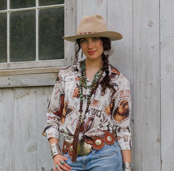 Mariah Western Print Blouse - 411120