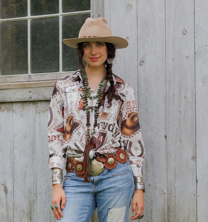 Mariah Western Print Blouse - 411120