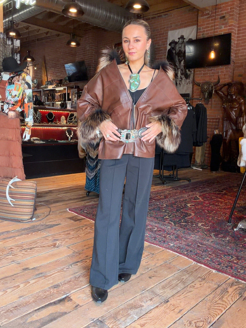 Marla Whiskey Leather/Rabbit Fur Jacket - MARLA