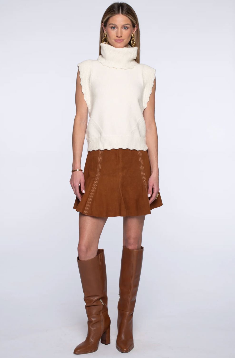 Maya Mini Skirt Tan Suede - 351321