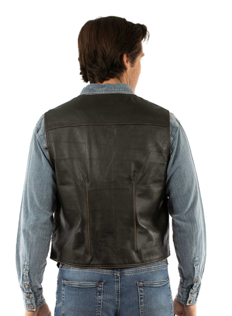 Men's Classic Western Leather Brown Vest - 2111