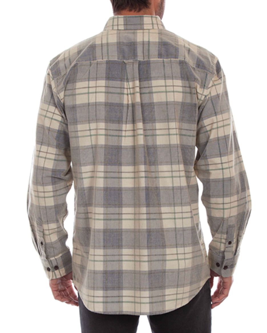 Men's Corduroy Plaid Shirt - Blue/Tan - 5334BT