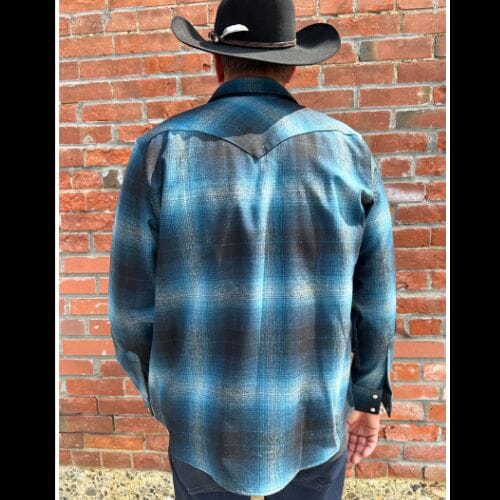 Men's Plaid Snap Front Western Canyon Shirt - Turquoise Ombre