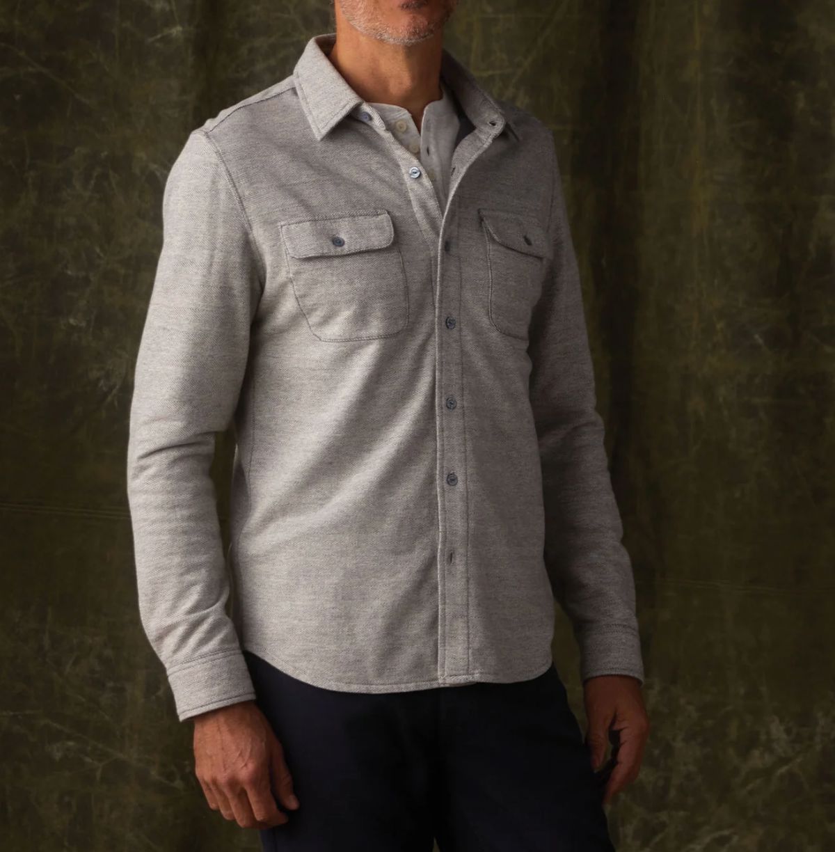 Men's Textured Knit Button Up - Graphite - SHNB9
