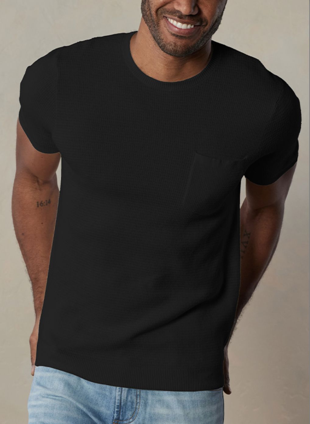 Men's Waffle Knit Tee Black - SHNB5