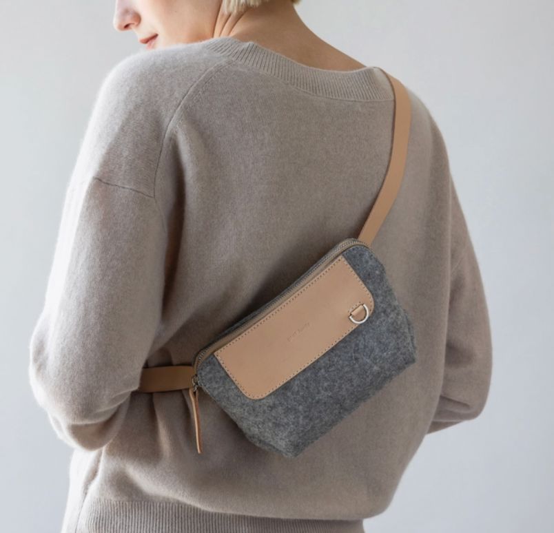Merino Wool Belt Bag - Granite/Natural - BEDBB-GN