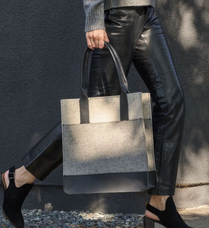 Merino Wool Large Tote - Granite/Heather White/Black - JNTTOT-GH