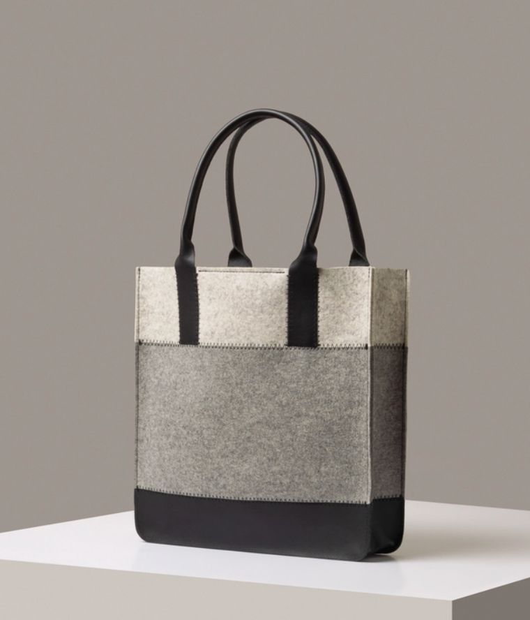 Merino Wool Large Tote - Granite/Heather White/Black - JNTTOT-GH