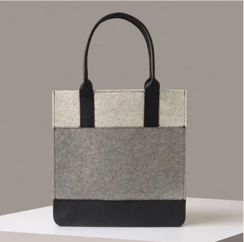 Merino Wool Large Tote - Granite/Heather White/Black - JNTTOT-GH