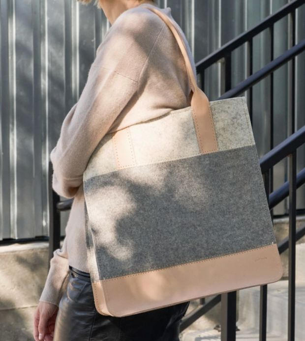 Merino Wool Large Tote - Granite/Heather White/Natural - JNTTOT-GN