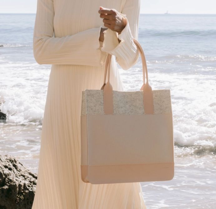Merino Wool Large Tote - Heather White /Feather - JNTTOT-HF
