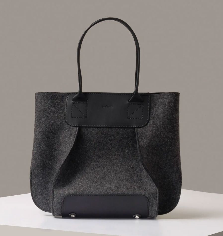 Merino Wool Midi Tote - Charcoal - FNKMID-CH