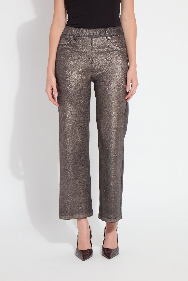 Metallic Wide Leg Denim Pant - 3755M