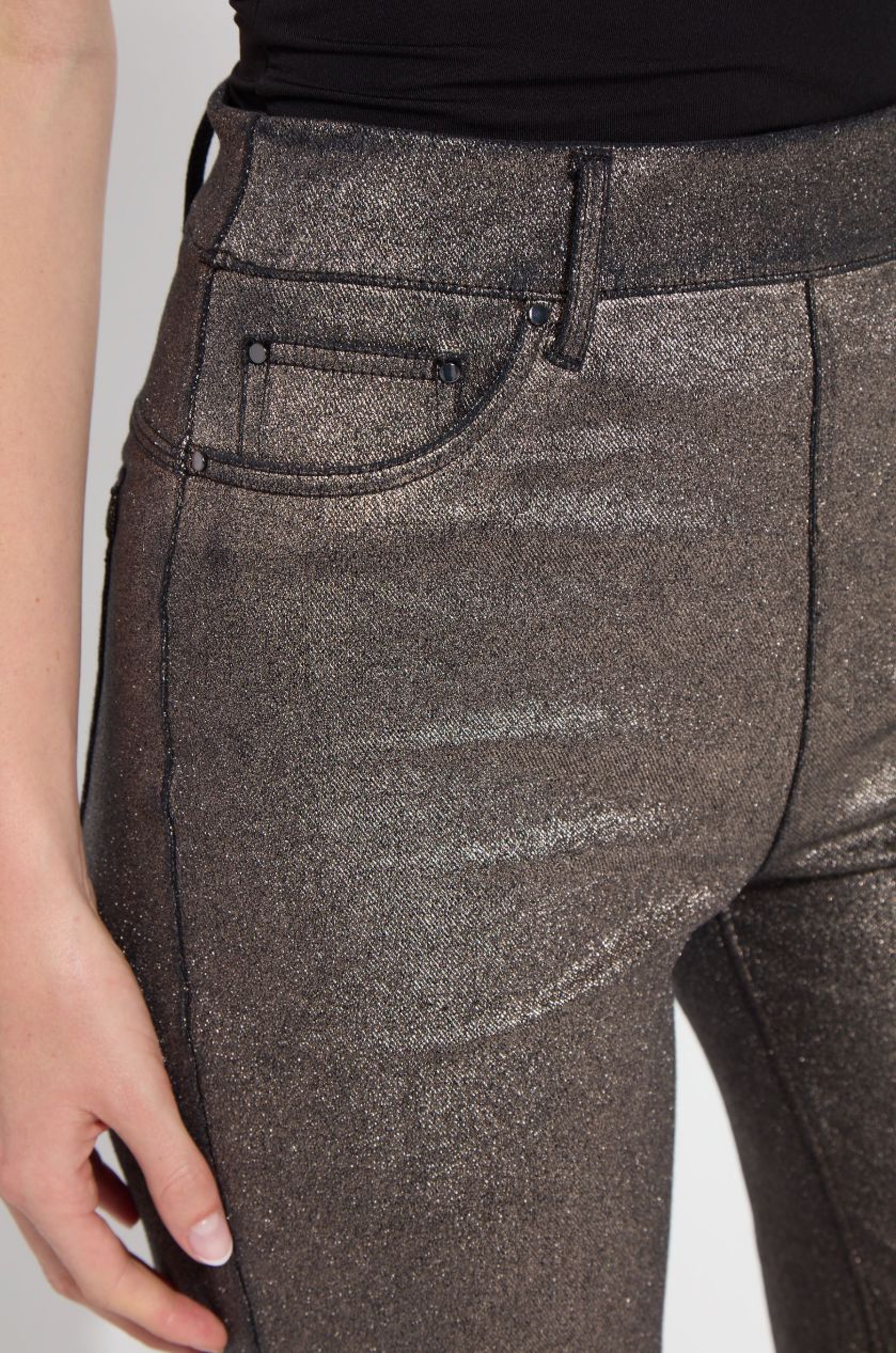 Metallic Wide Leg Denim Pant - 3755M