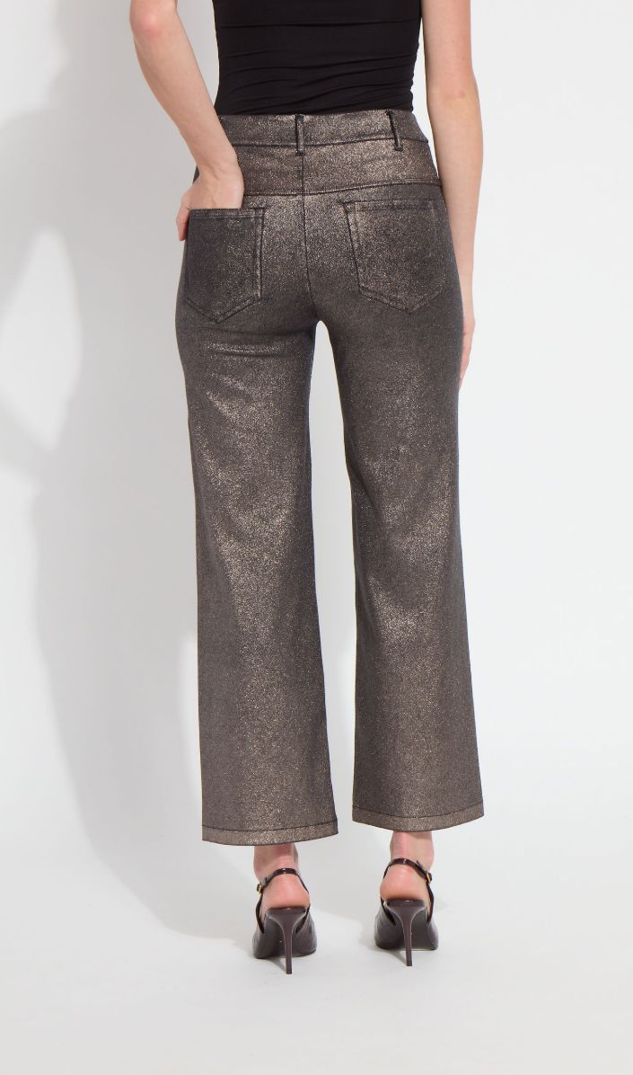 Metallic Wide Leg Denim Pant - 3755M