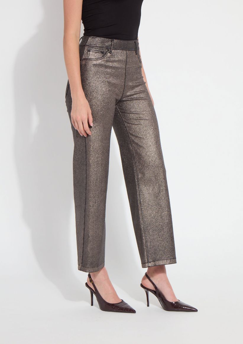 Metallic Wide Leg Denim Pant - 3755M