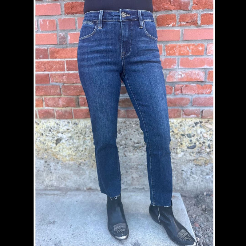 Mid Rise Straight/Raw Edge/Dark Blue - BY5001