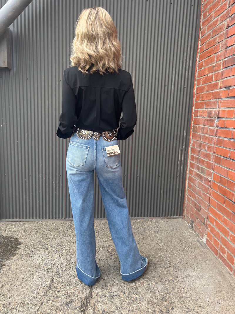 Mini Patch Pocket High Rise/Wide Leg Jeans - BY8224