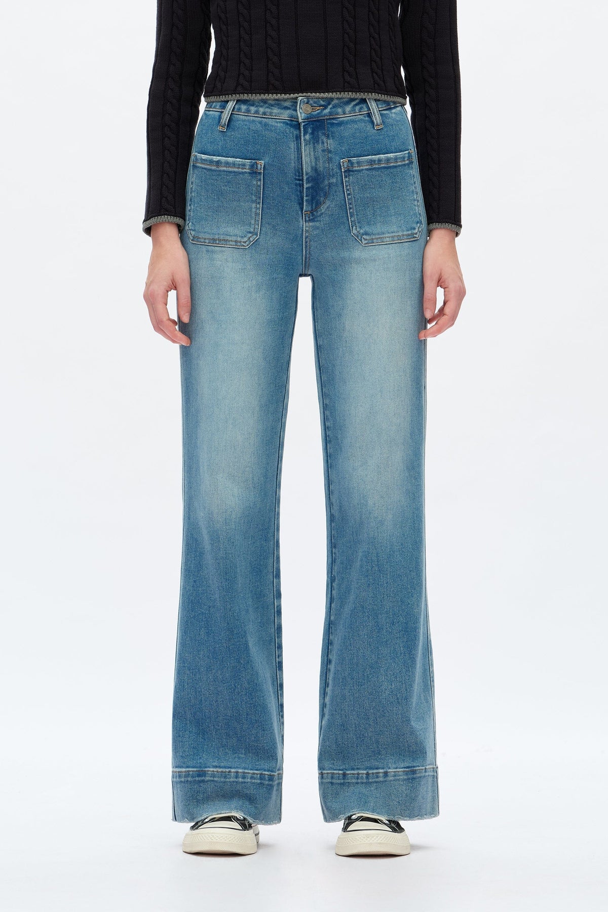Mini Patch Pocket High Rise/Wide Leg Jeans - BY8224