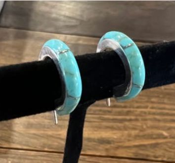 Mini Turquoise Inlaid Hoop Earring - PDD702