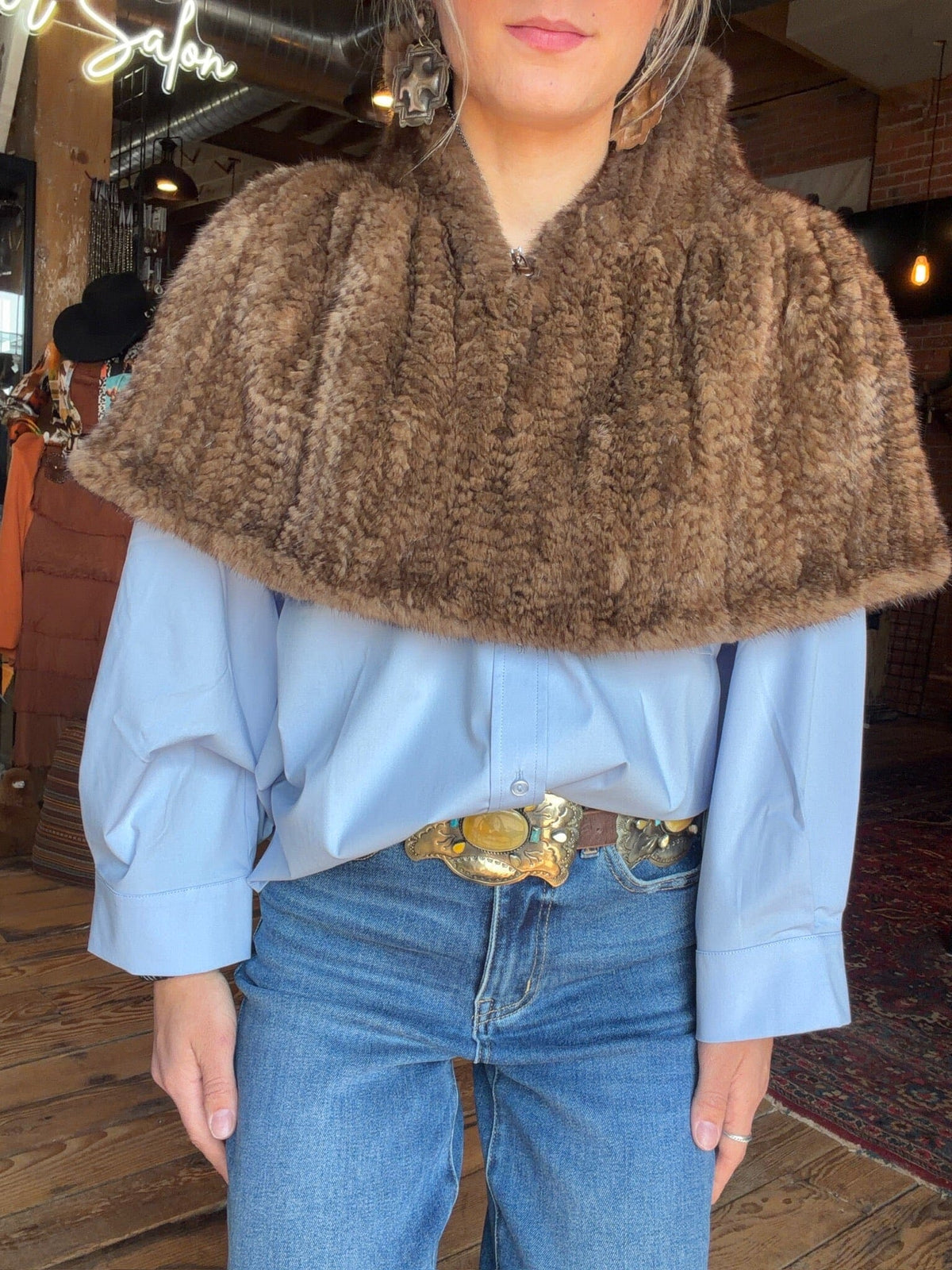 Mink Shrug/Cape - Demi Buff - MARG-DB