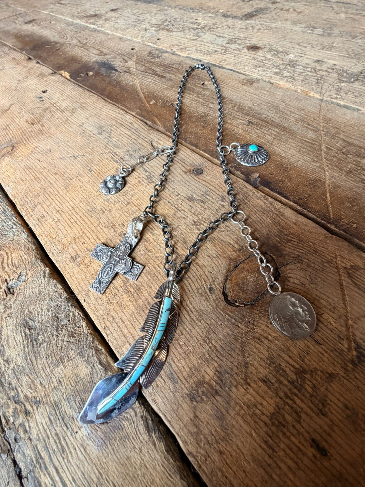 Mixed Charm Necklace/Feather - NVO15