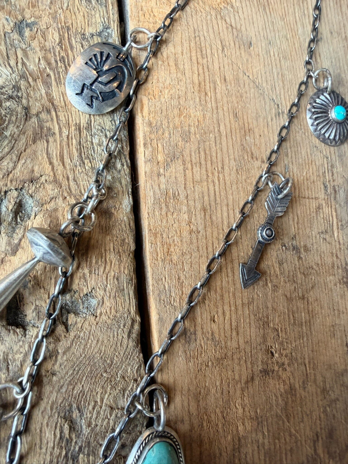 Mixed Charm Sterling/Antler & Turquoise Necklace - NVO21