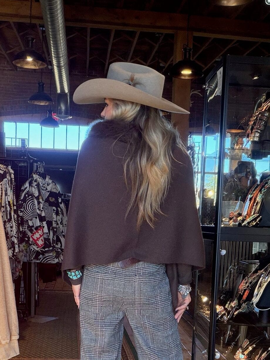 Mocha Cashmere/Fox Wrap - LX3009-M