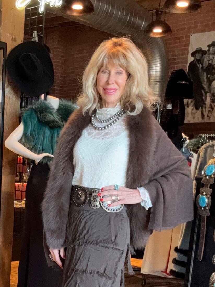 Mocha Cashmere/Fox Wrap - LX3009-M