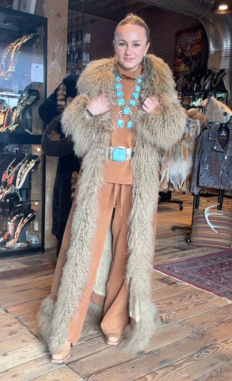 Mongolian Curly Lamb Trimmed Paula Coat - MK9245