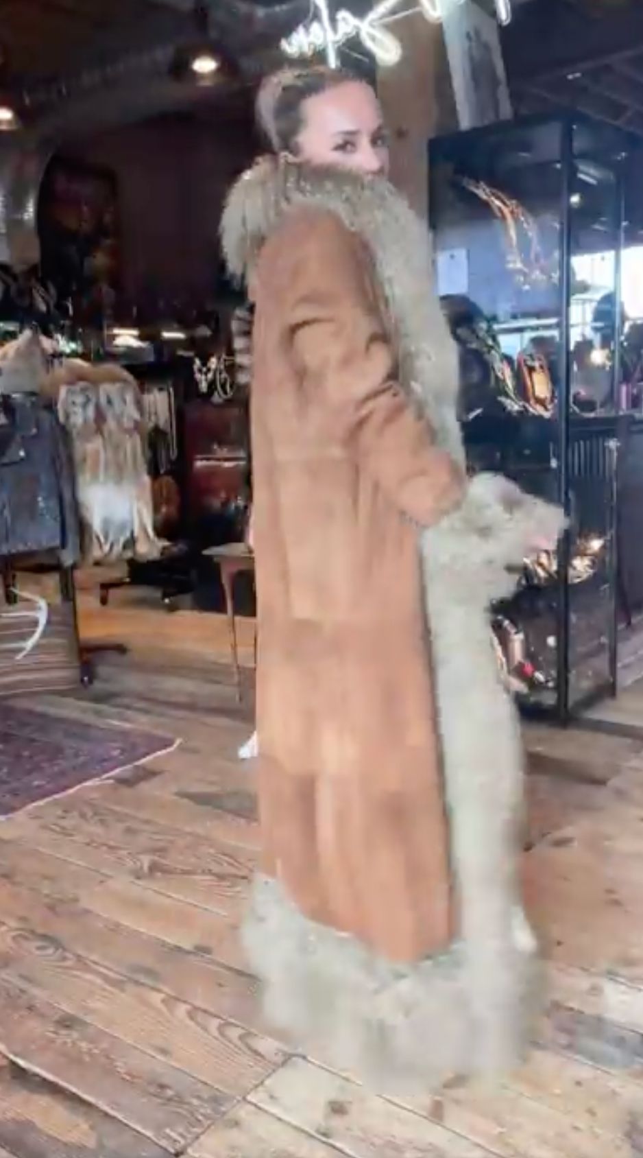 Mongolian Curly Lamb Trimmed Paula Coat - MK9245