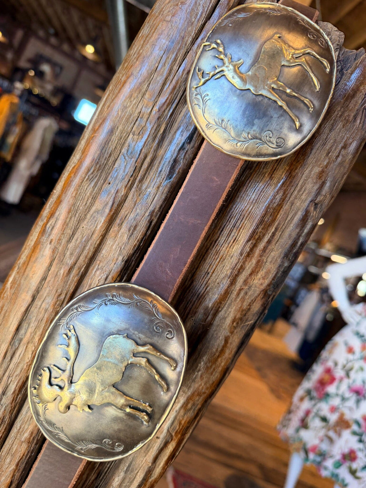Moose/Elk German Silver Concho Belt - BBAR192