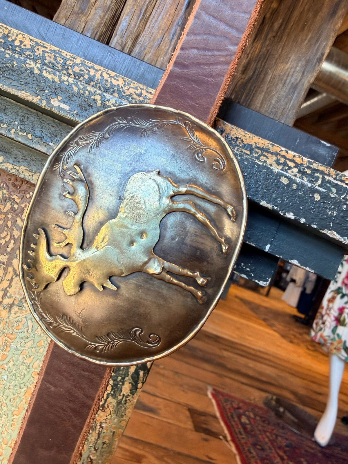 Moose/Elk German Silver Concho Belt - BBAR192
