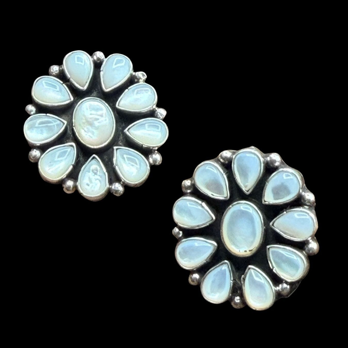 Mother of Pearl Cluster 10-Stone Earrings - ESL117