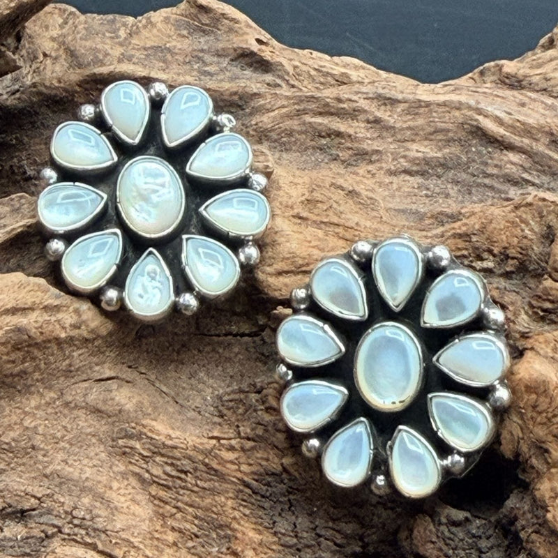 Mother of Pearl Cluster 10-Stone Earrings - ESL117