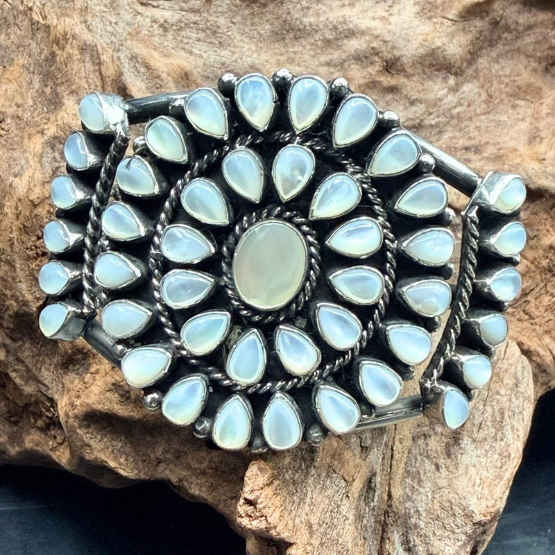 Mother Of Pearl Cluster/Sterling Cuff - CSL30