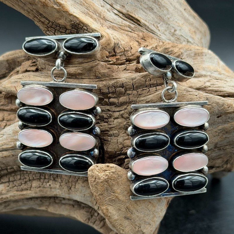 Mother of Pearl & Onyx Earrings - EAZ224
